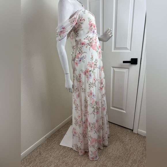 JJ’S HOUSE  Off the Shoulder Floor-Length Chiffon Bridesmaid Dress Size 22 #356 - Picture 4 of 16